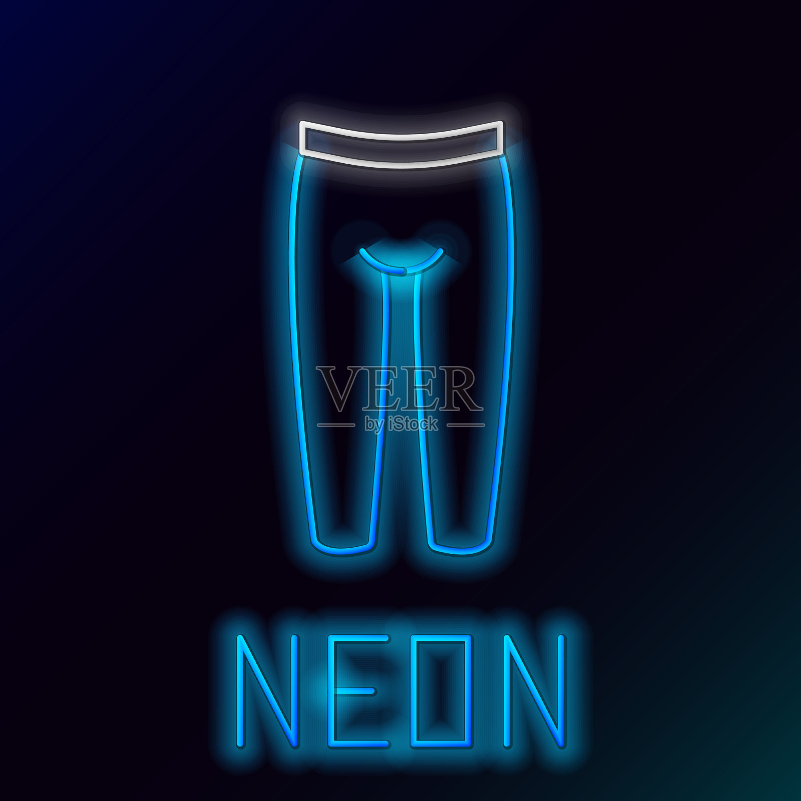 发光的霓虹灯线打底裤图标孤立在黑色插画图片素材