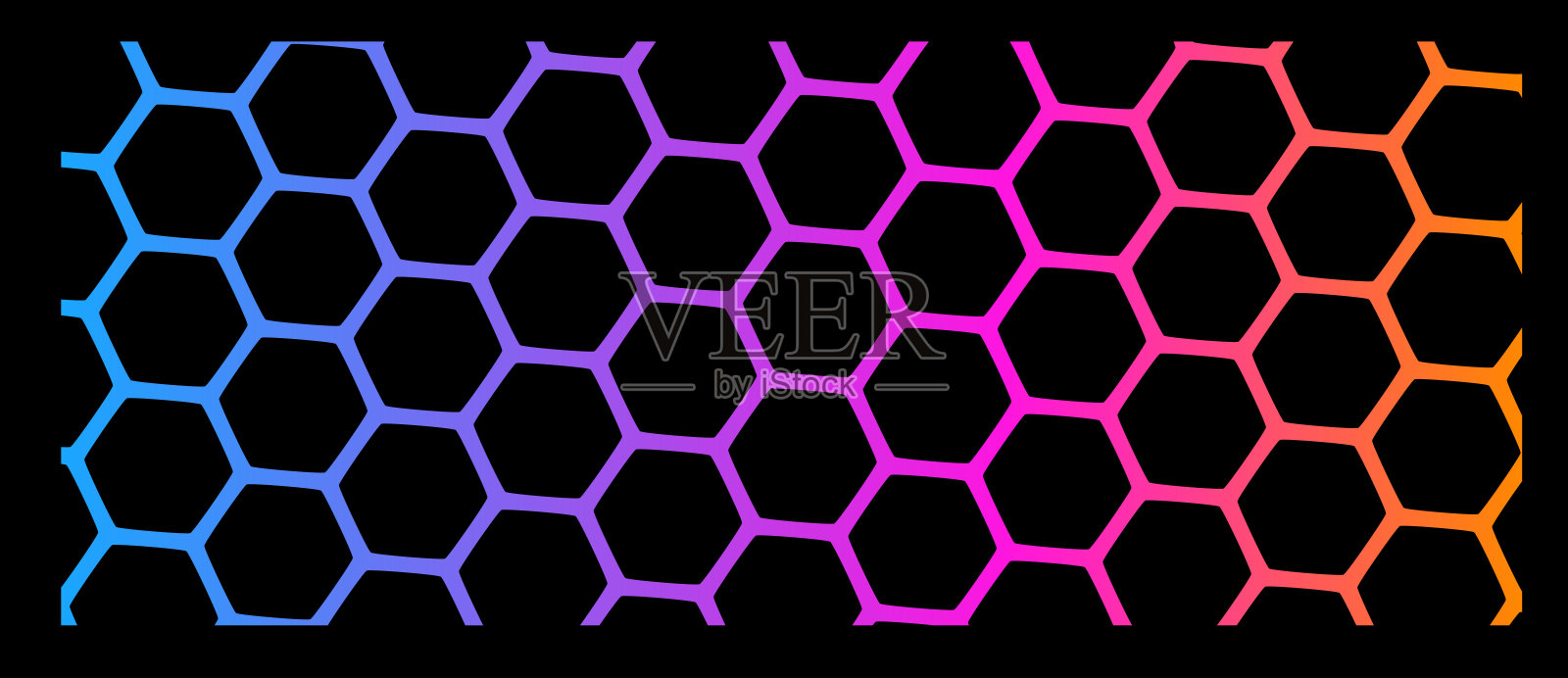 矢量霓虹灯颜色插图的六边形图案。抽象装饰几何背景插画图片素材
