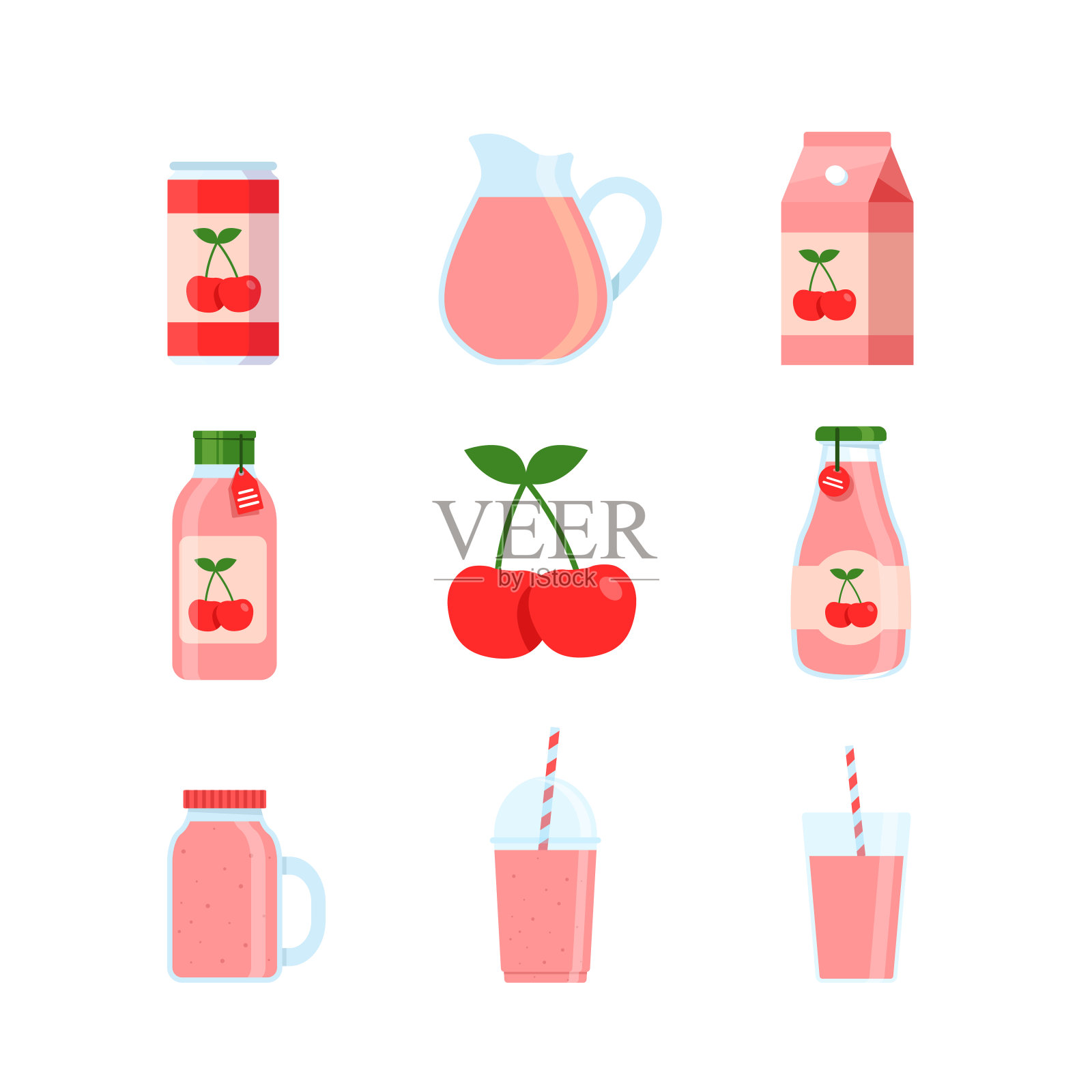 樱桃罐头饮料插画图片素材