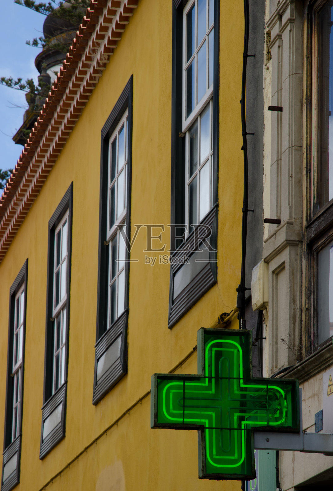 药房的标志。照片摄影图片