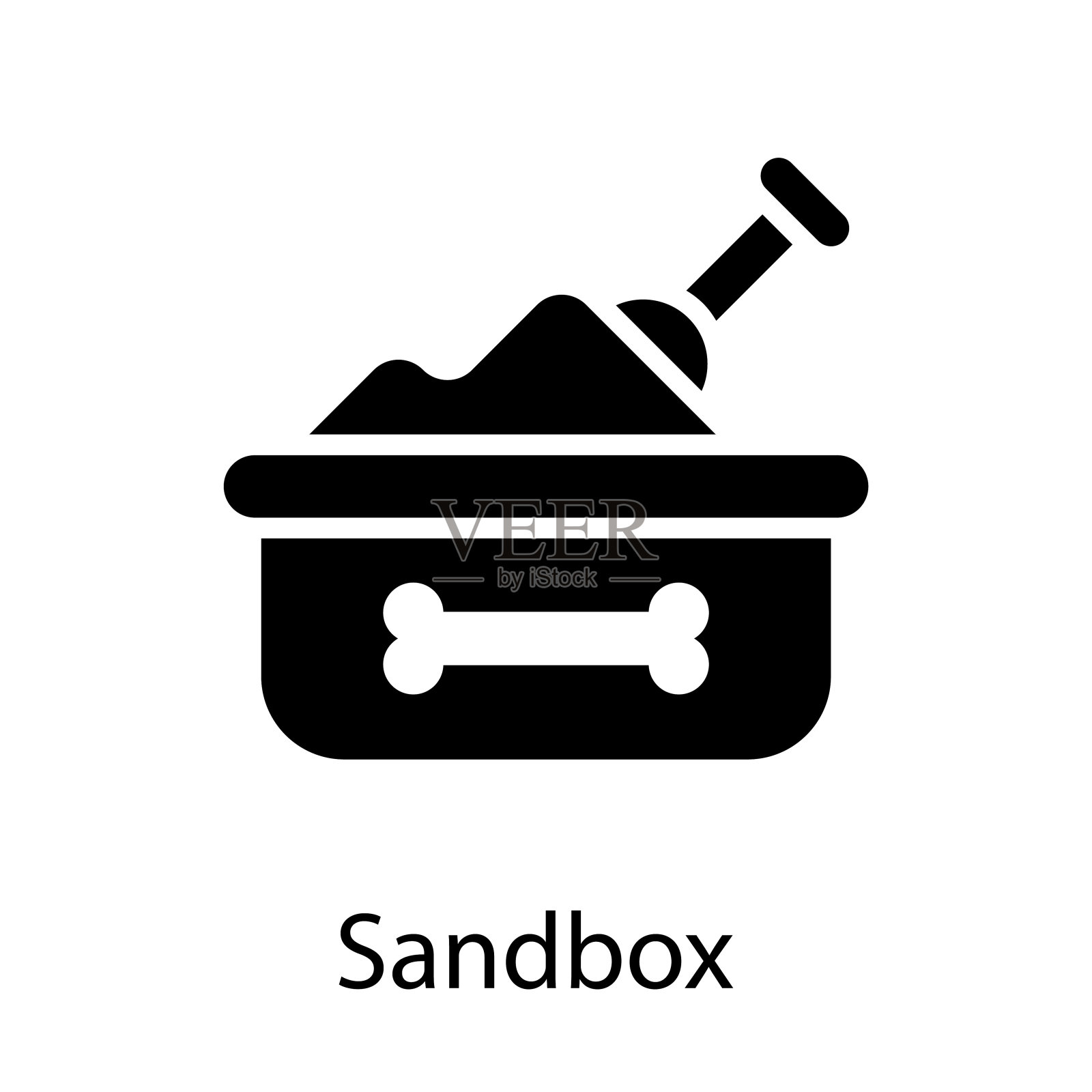 沙箱矢量固体图标设计插图。兽医符号在白色背景EPS 10文件插画图片素材