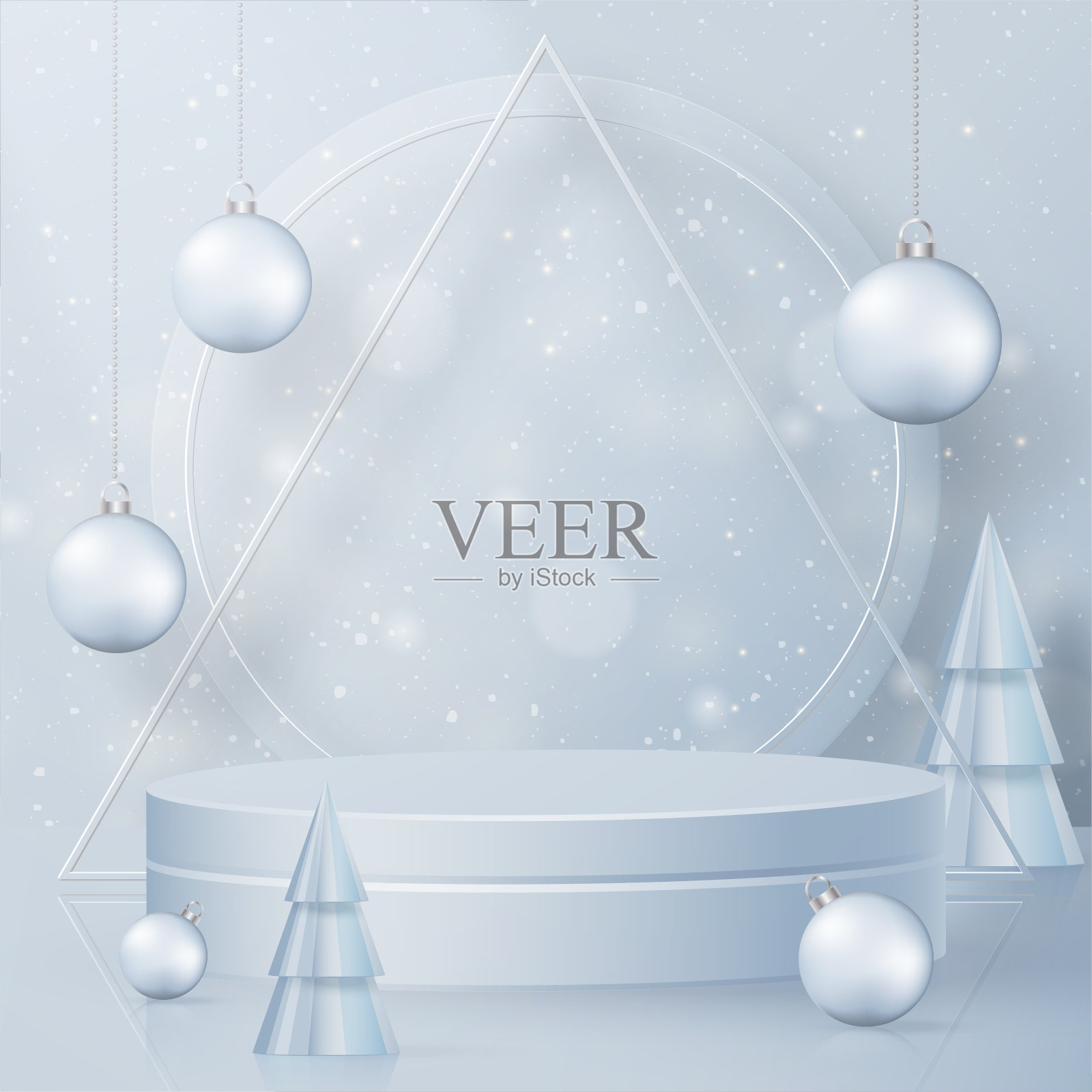 圣诞和新年喜庆圆形舞台插画图片素材