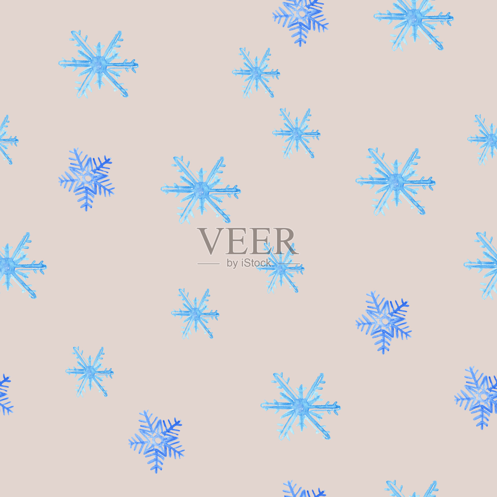 无缝的图案与雪花在冬季蓝色和白色的颜色。无缝图案，礼品纸。插画图片素材