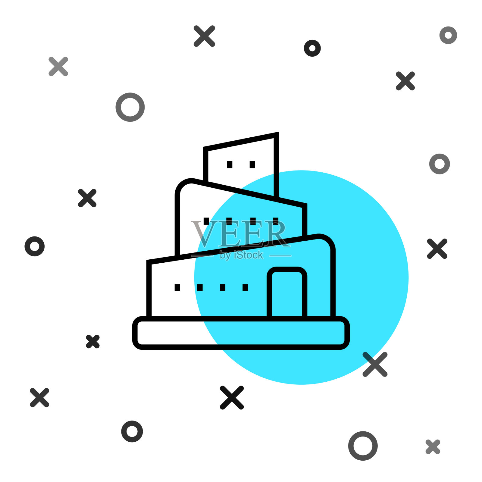 黑线巴别塔圣经故事icon孤立插画图片素材