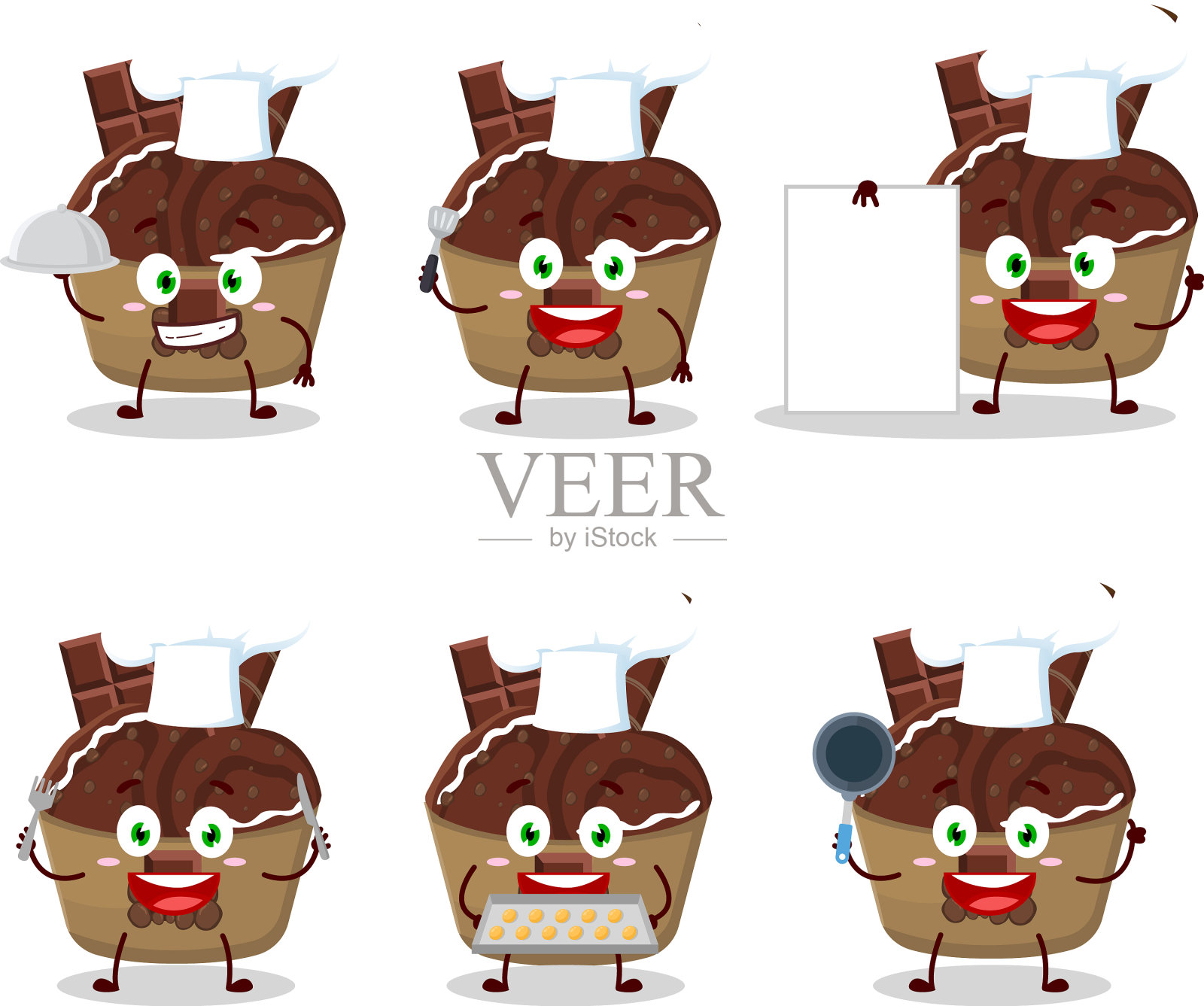 卡通人物冰淇淋巧克力配插画图片素材