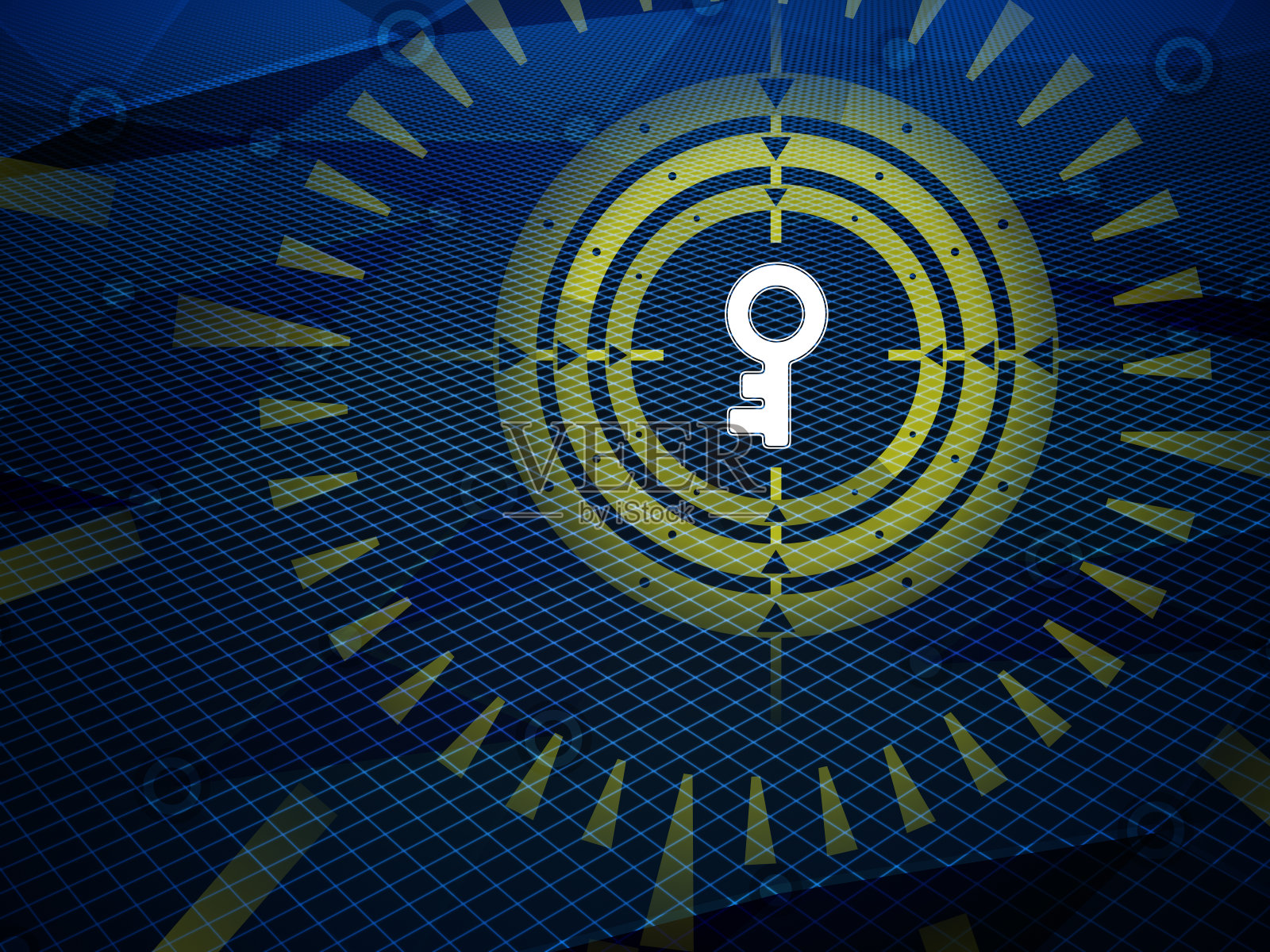 瞄准目标是在高科技黑暗背景下的网络空间研究中检测到的关键图标照片摄影图片