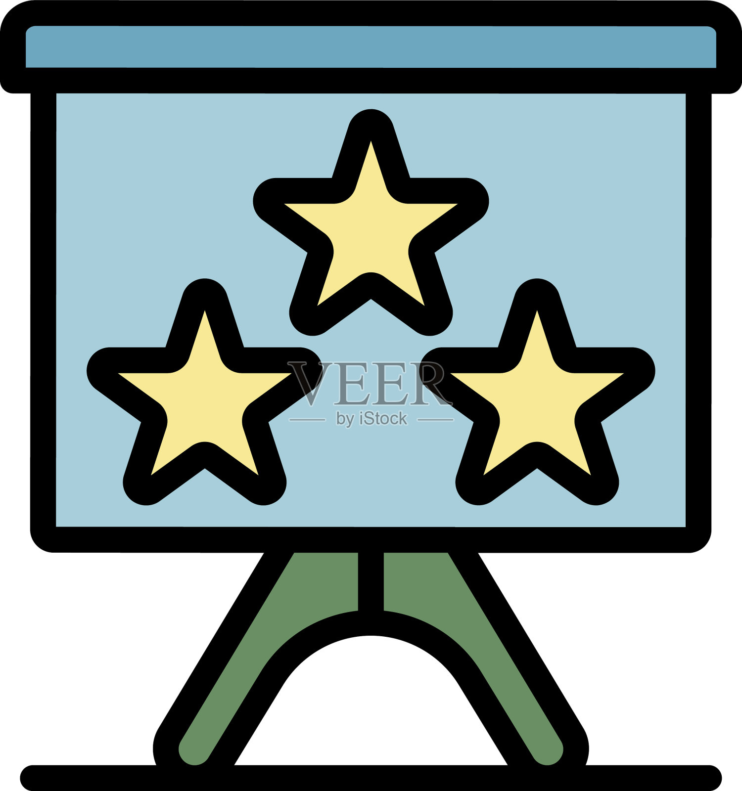 三颗星星上的挂图图标颜色大纲图标素材