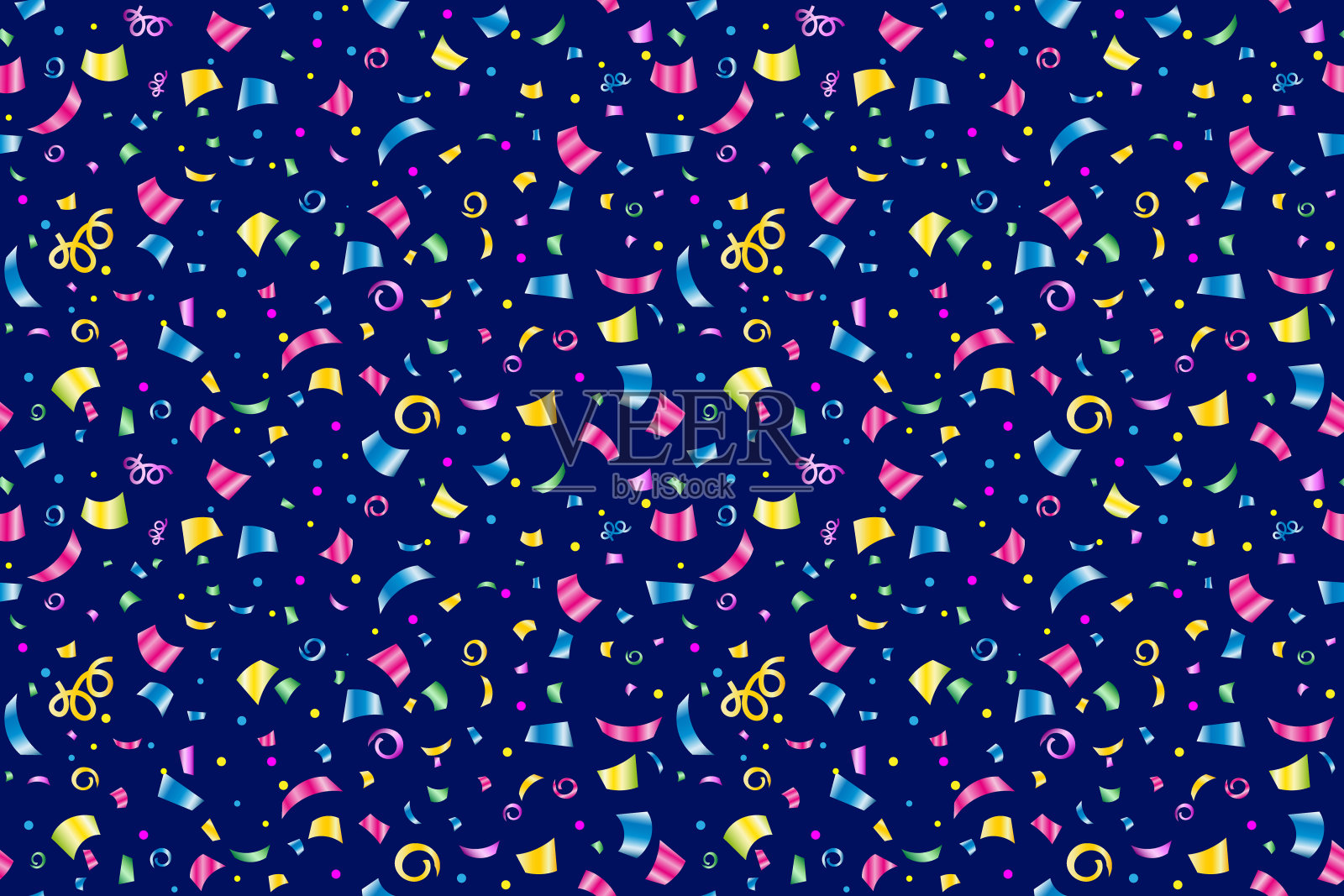 无缝节日图案的闪亮五彩纸屑，矢量插画图片素材