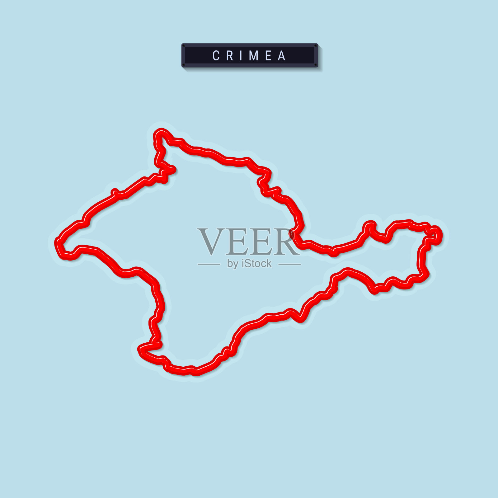 克里米亚大胆的轮廓地图。矢量图插画图片素材