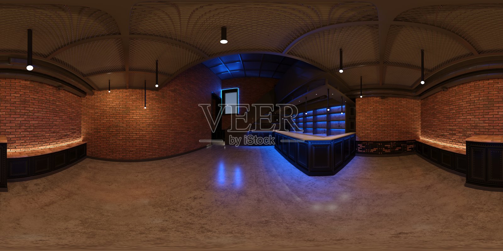 三维画廊房间插图球形360 vr度，无缝的房间全景和室内设计，3d渲染照片摄影图片