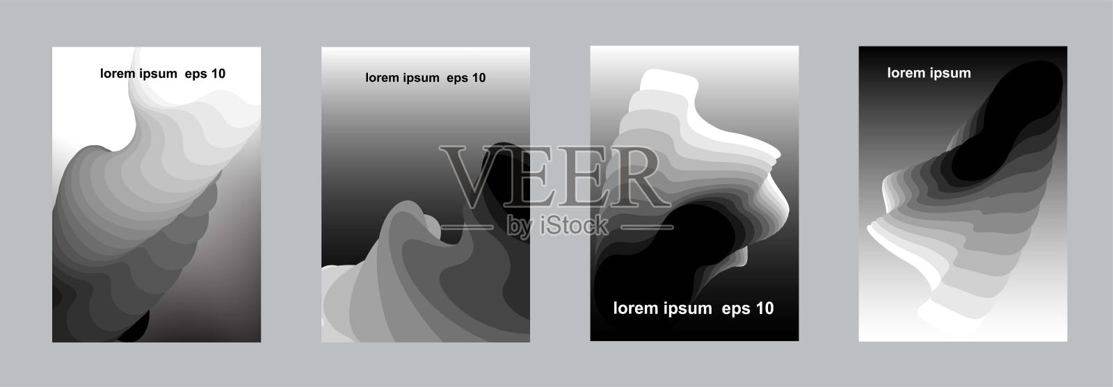 一组具有渐变背景的封面设计模板。适用于标语牌，横幅，传单，报告，封面和报告。向量Eps10。设计模板素材