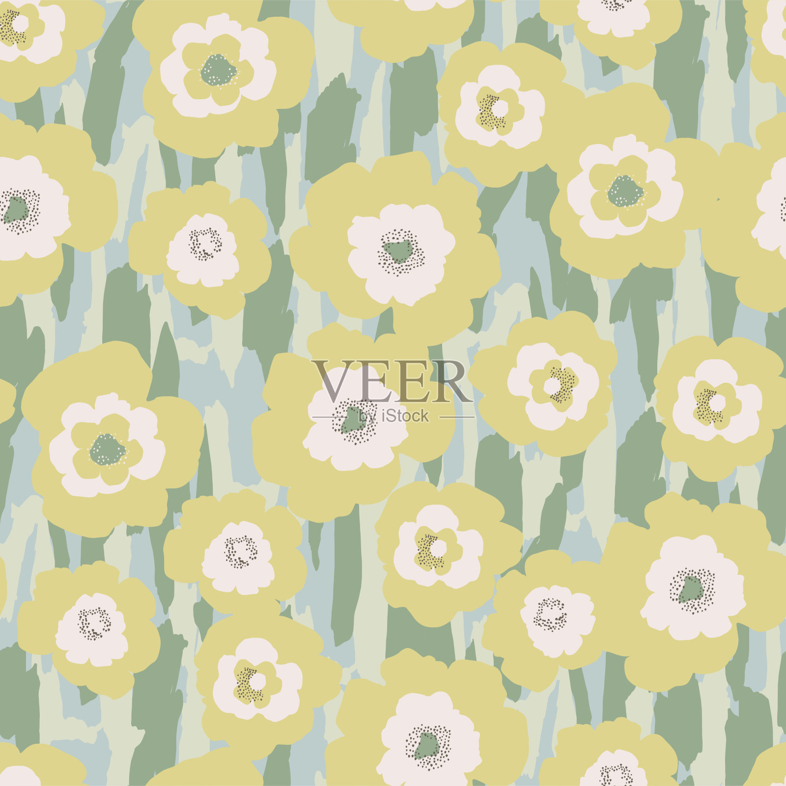 矢量当代现代斯堪的纳维亚风格花卉插图无缝重复模式数字艺术品时尚织物家居装饰纺织品插画图片素材