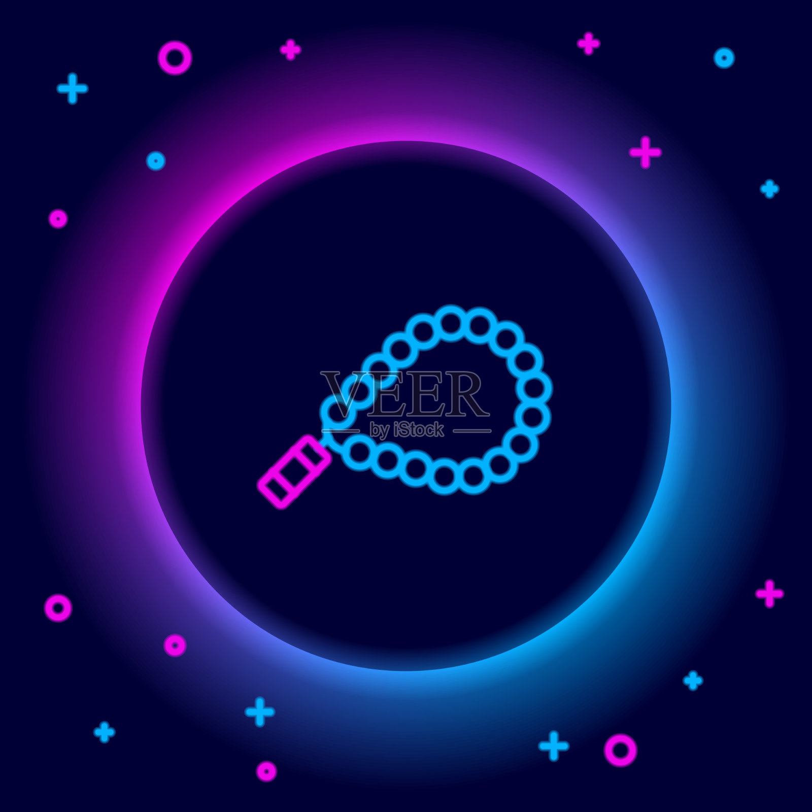 发光的霓虹灯线念珠宗教图标插画图片素材