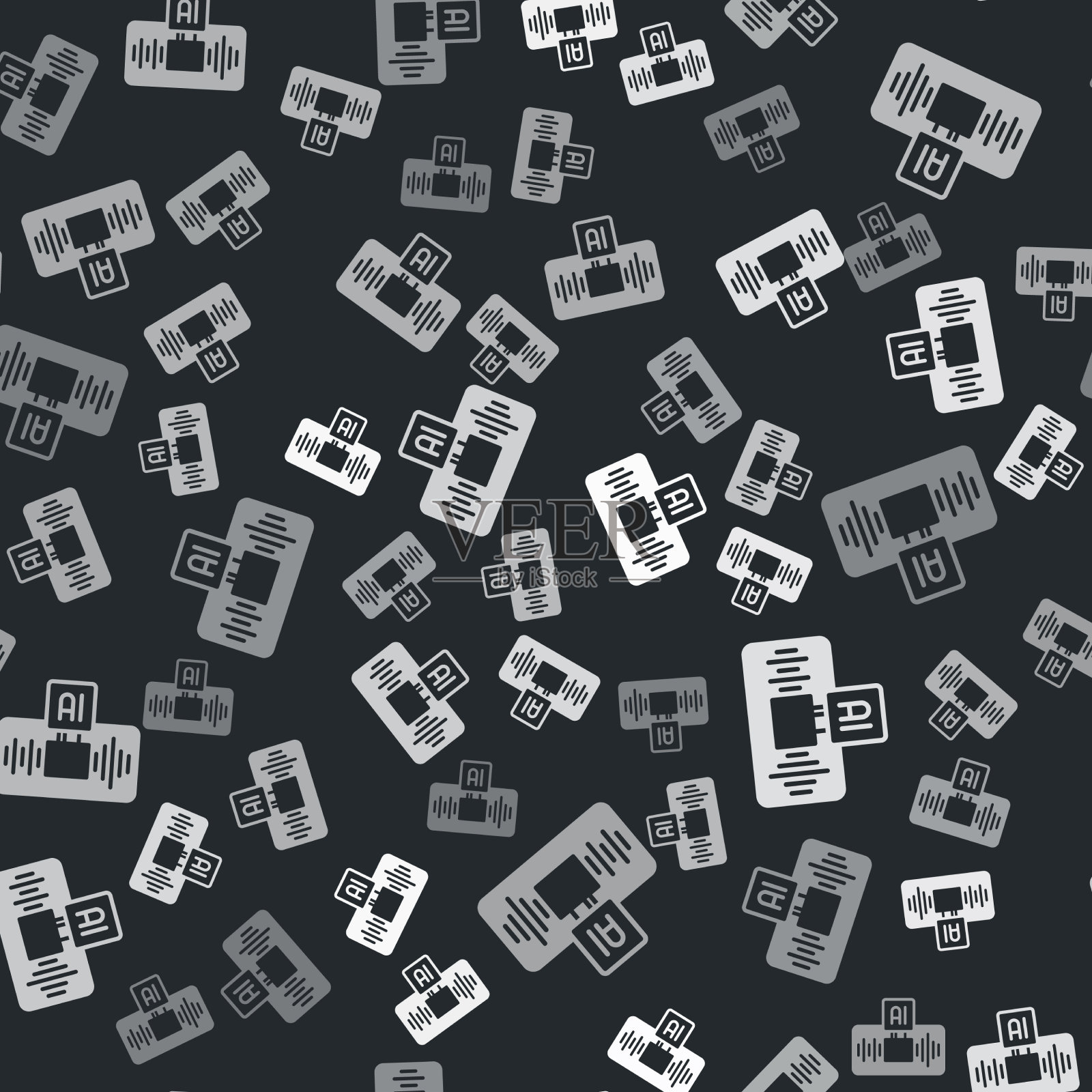 灰色人工智能ai图标孤立插画图片素材