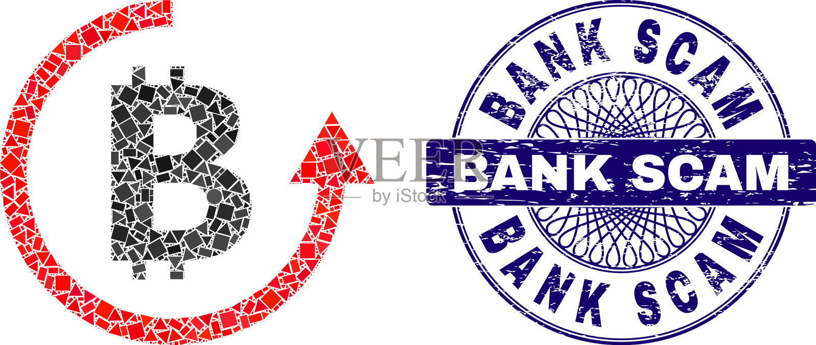 有纹理的银行诈骗印章和几何插画图片素材