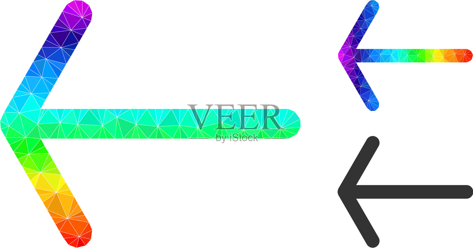 多边形箭头左图标与光谱插画图片素材
