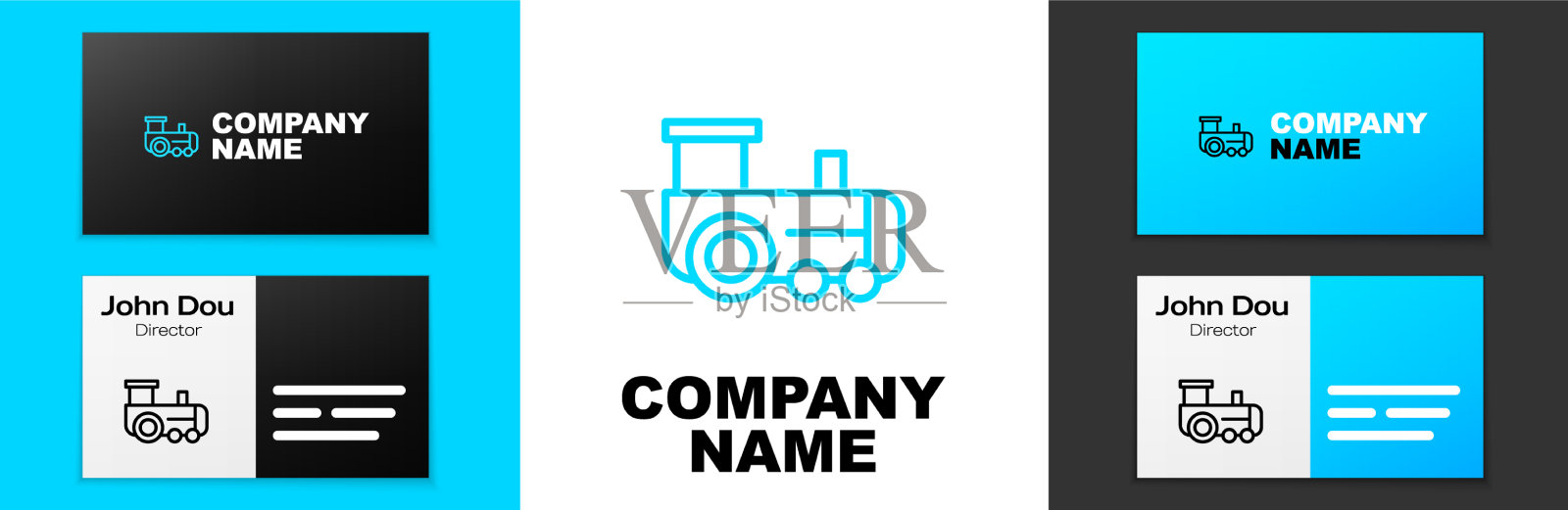 蓝色线玩具火车图标孤立在白色插画图片素材