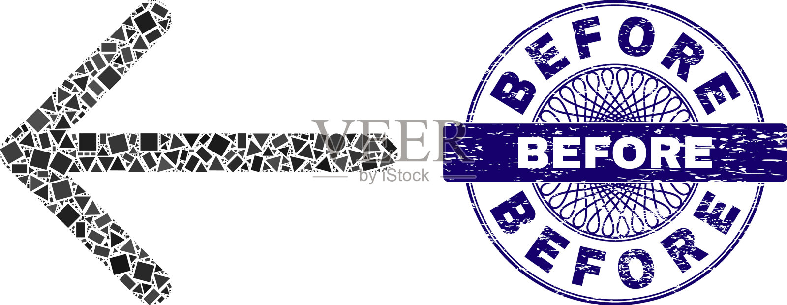 印章和几何箭头前刮花插画图片素材