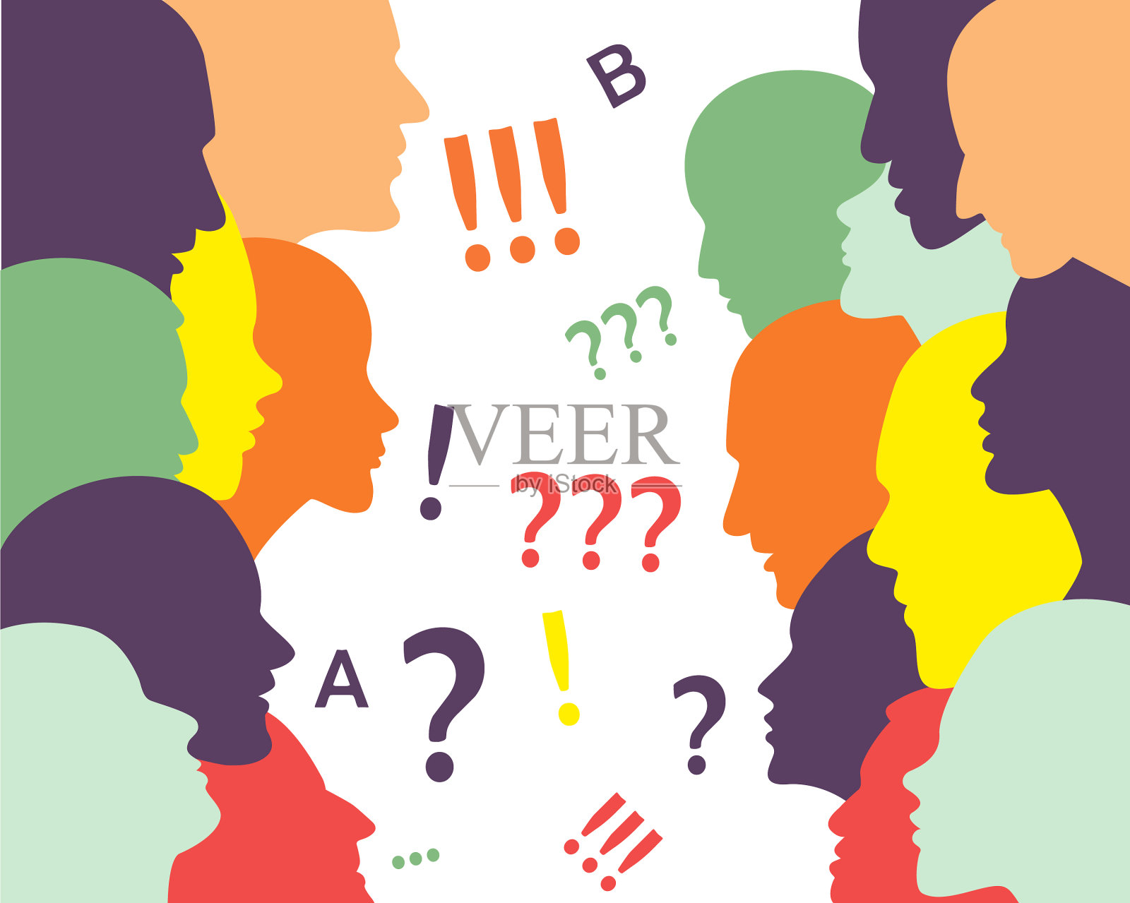 人物头像在对话背景中插画图片素材