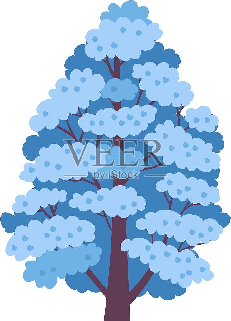 手绘插画冬季四季大自然植物树木装饰元素设计元素图片