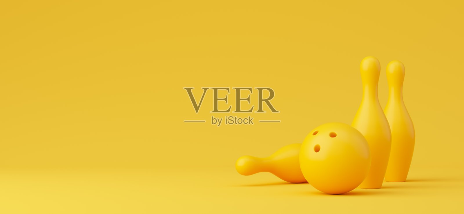 保龄球与彩虹三维渲染插图。照片摄影图片