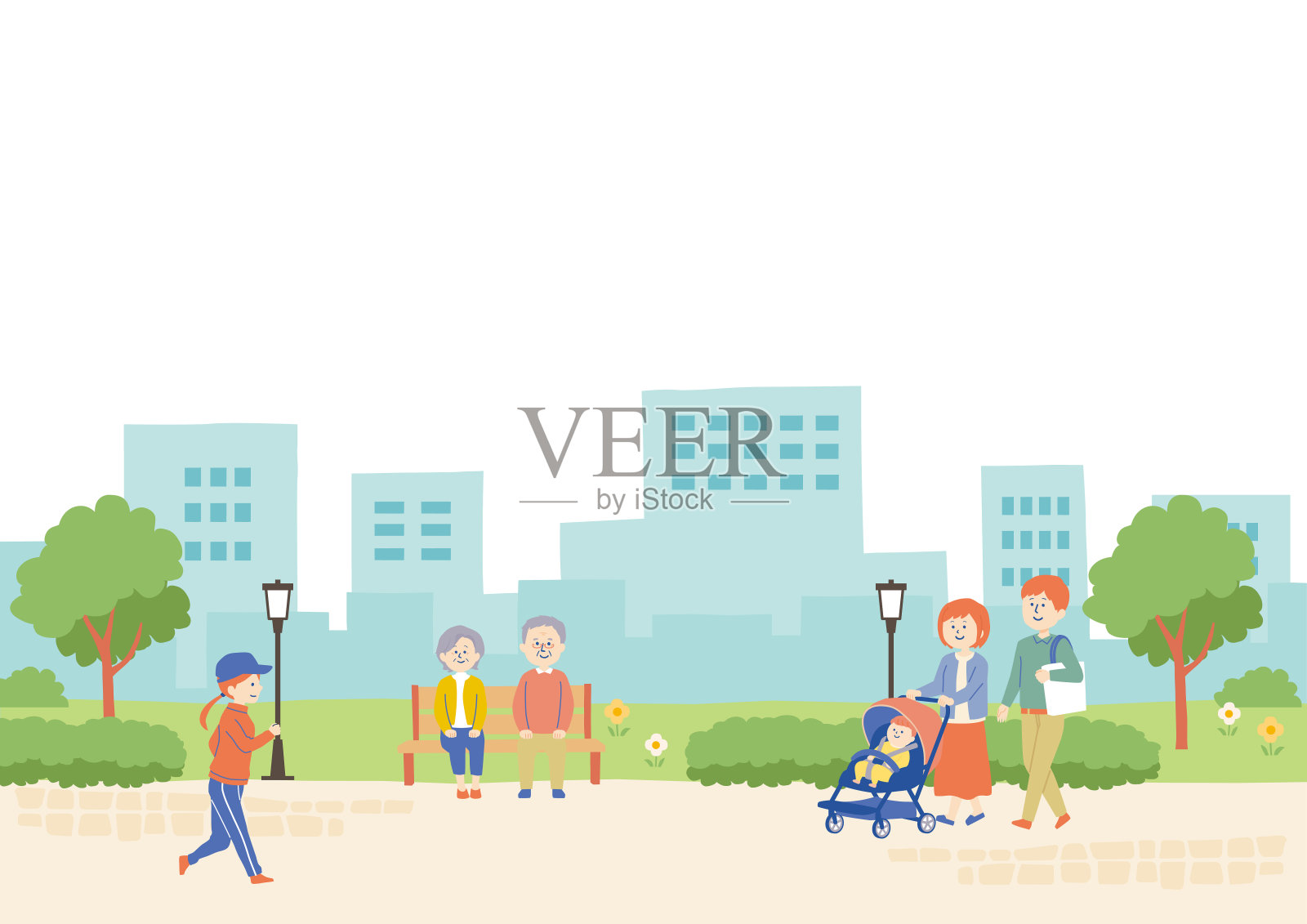 公园里的人的插图插画图片素材