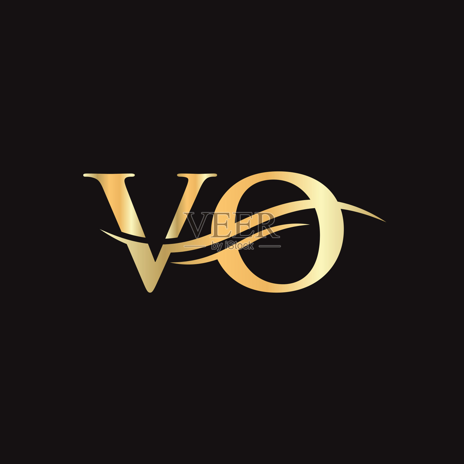 签证官标志设计。Premium Letter VO Logo设计与水波概念。设计元素图片