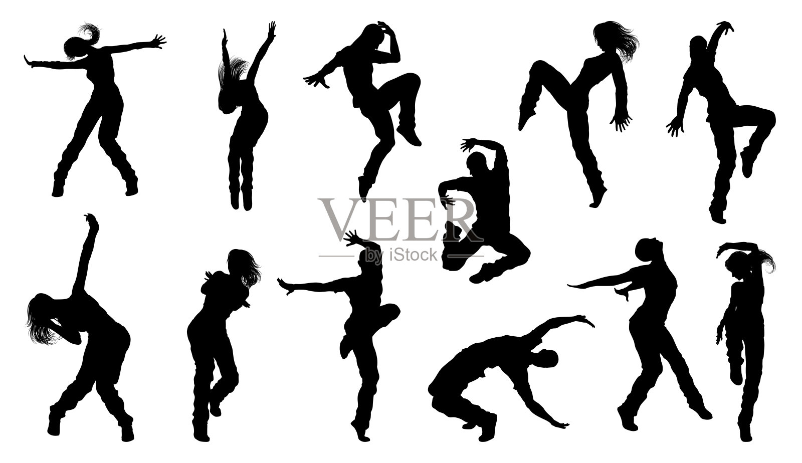 街舞舞者剪影插画图片素材