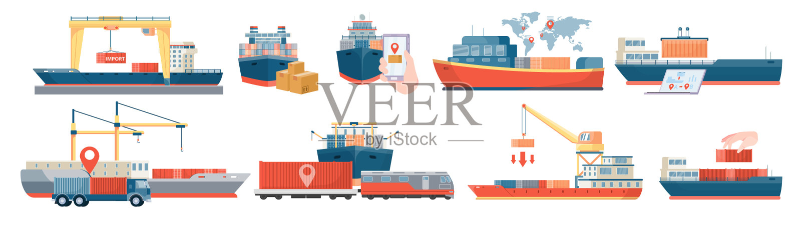 海上运输工具组成设计元素图片