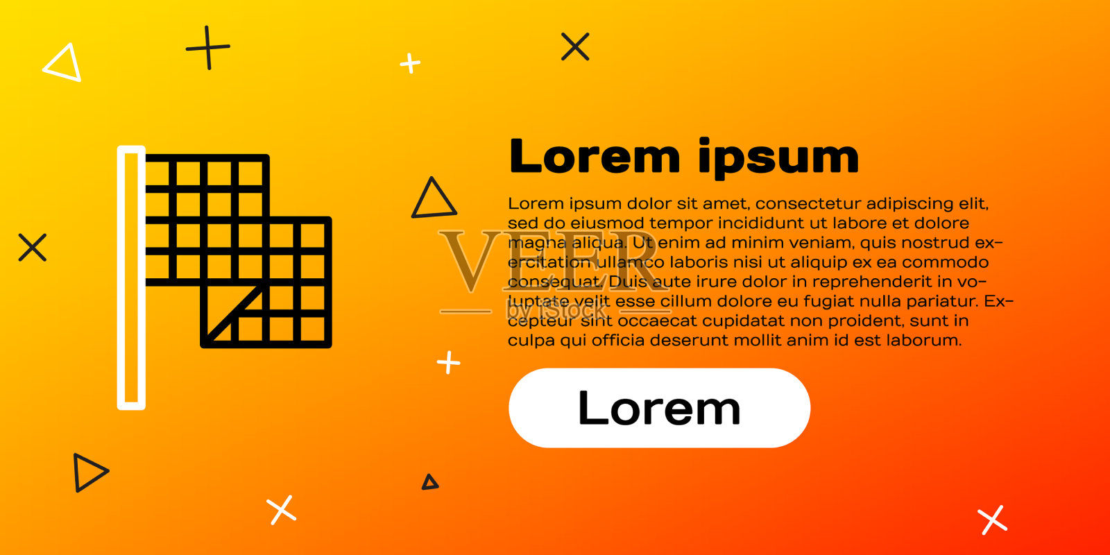 线方格旗图标孤立在黄色插画图片素材