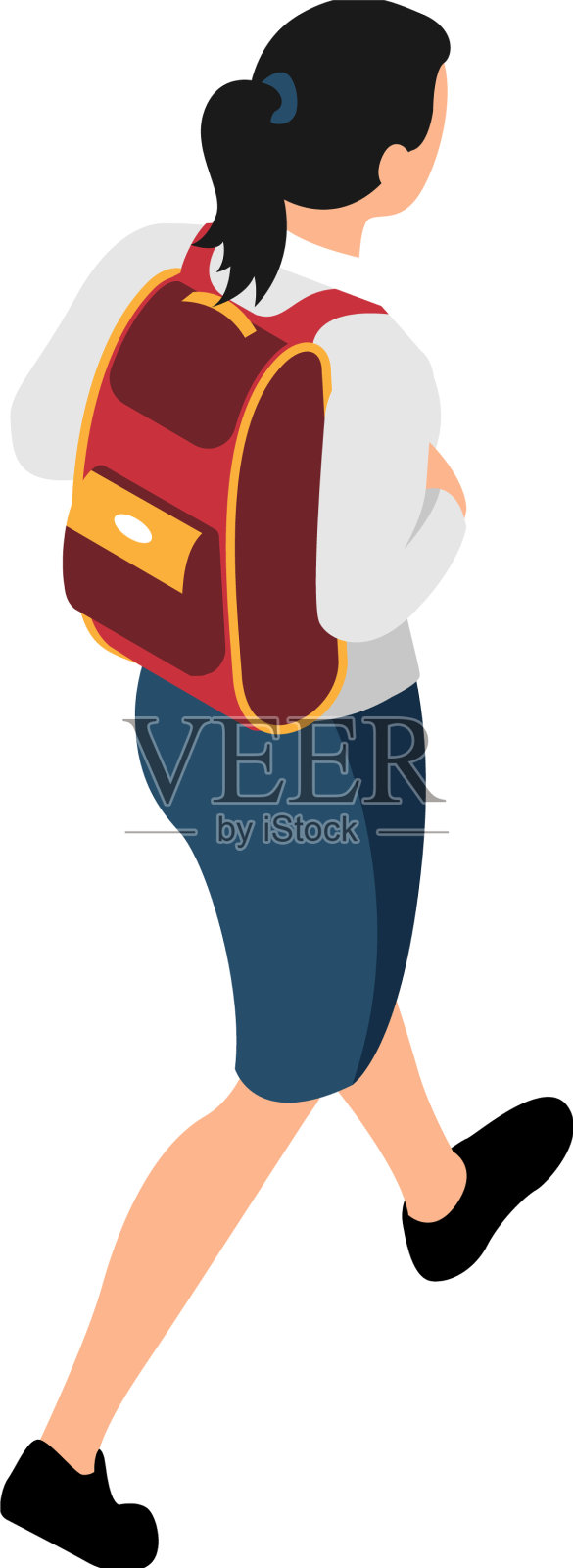 背着书包的女孩设计元素图片