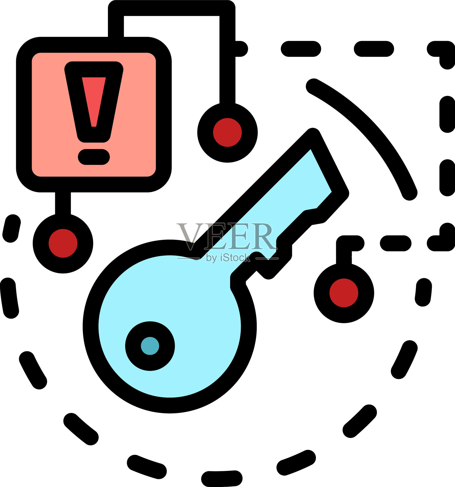 风险恶意软件图标颜色轮廓插画图片素材