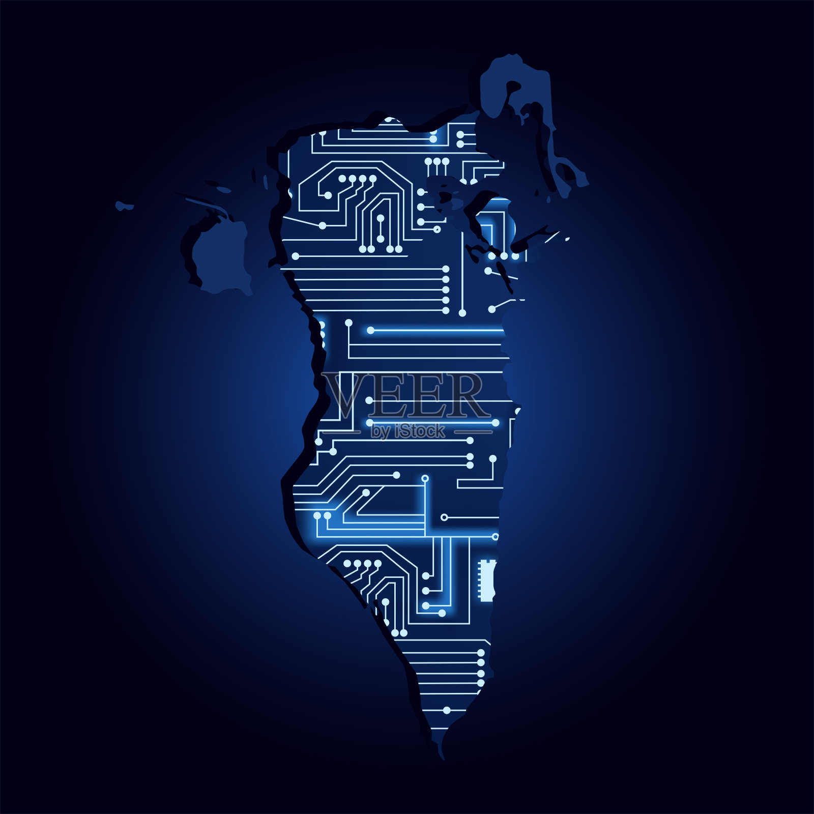 巴林地图与电子线路插画图片素材