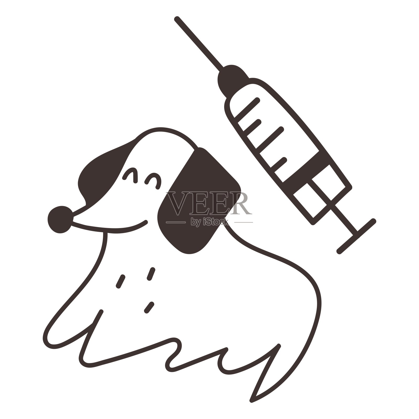 腊肠犬。图标。狗接种疫苗。插画图片素材
