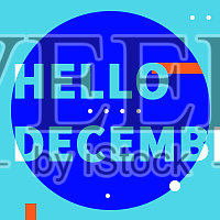 十二月蓝色简约创意撞色次图设计模板素材