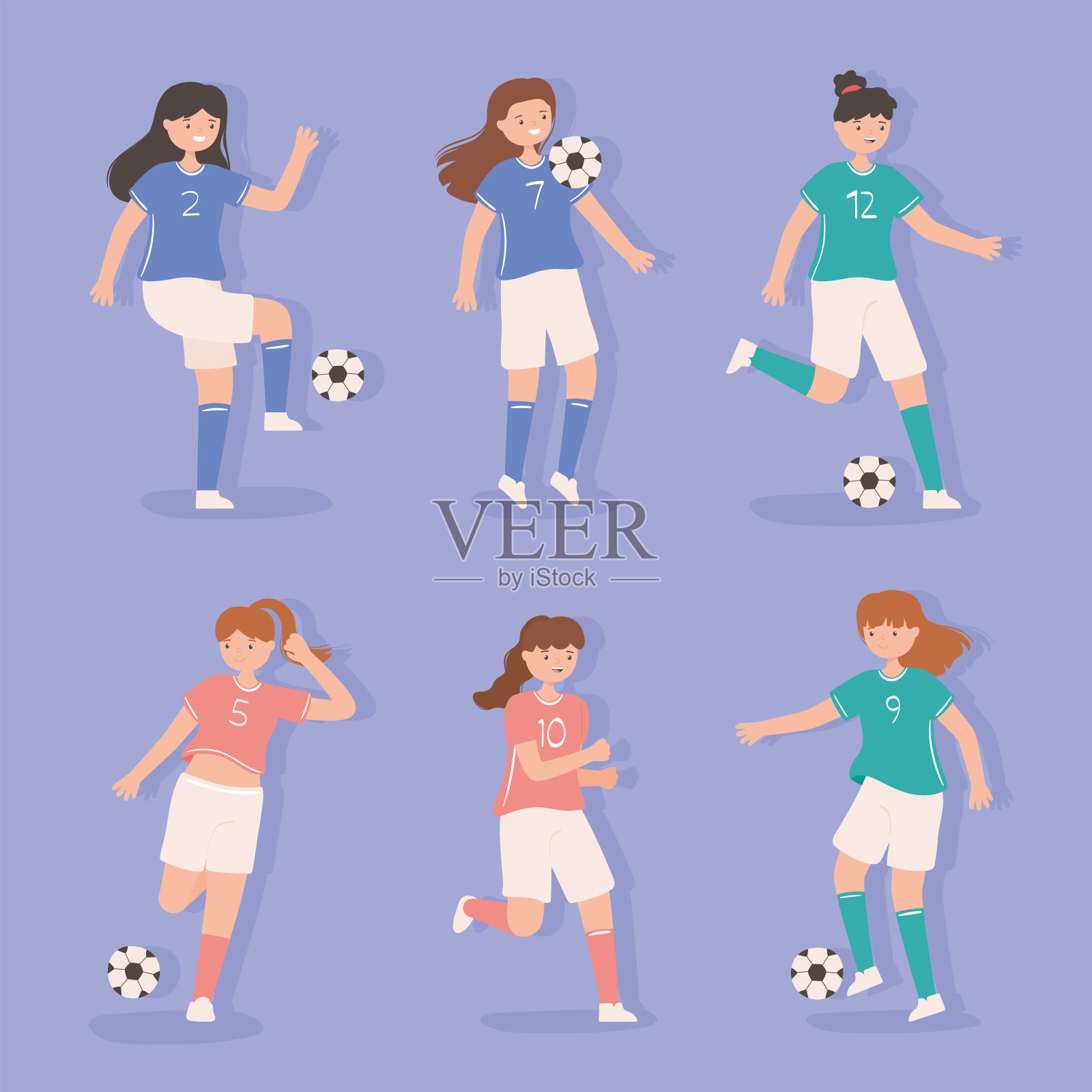 足球女组插画图片素材