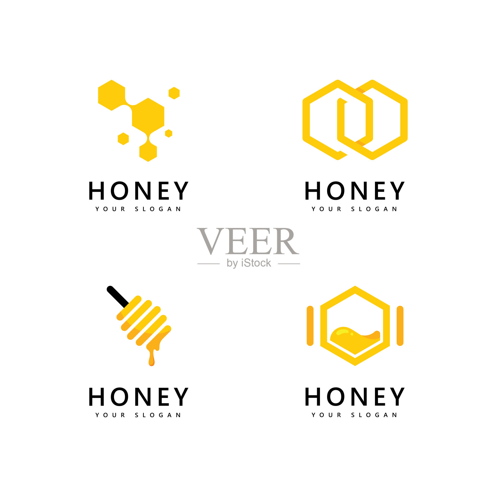 蜂巢标志图标蜜蜂矢量设计插画图片素材