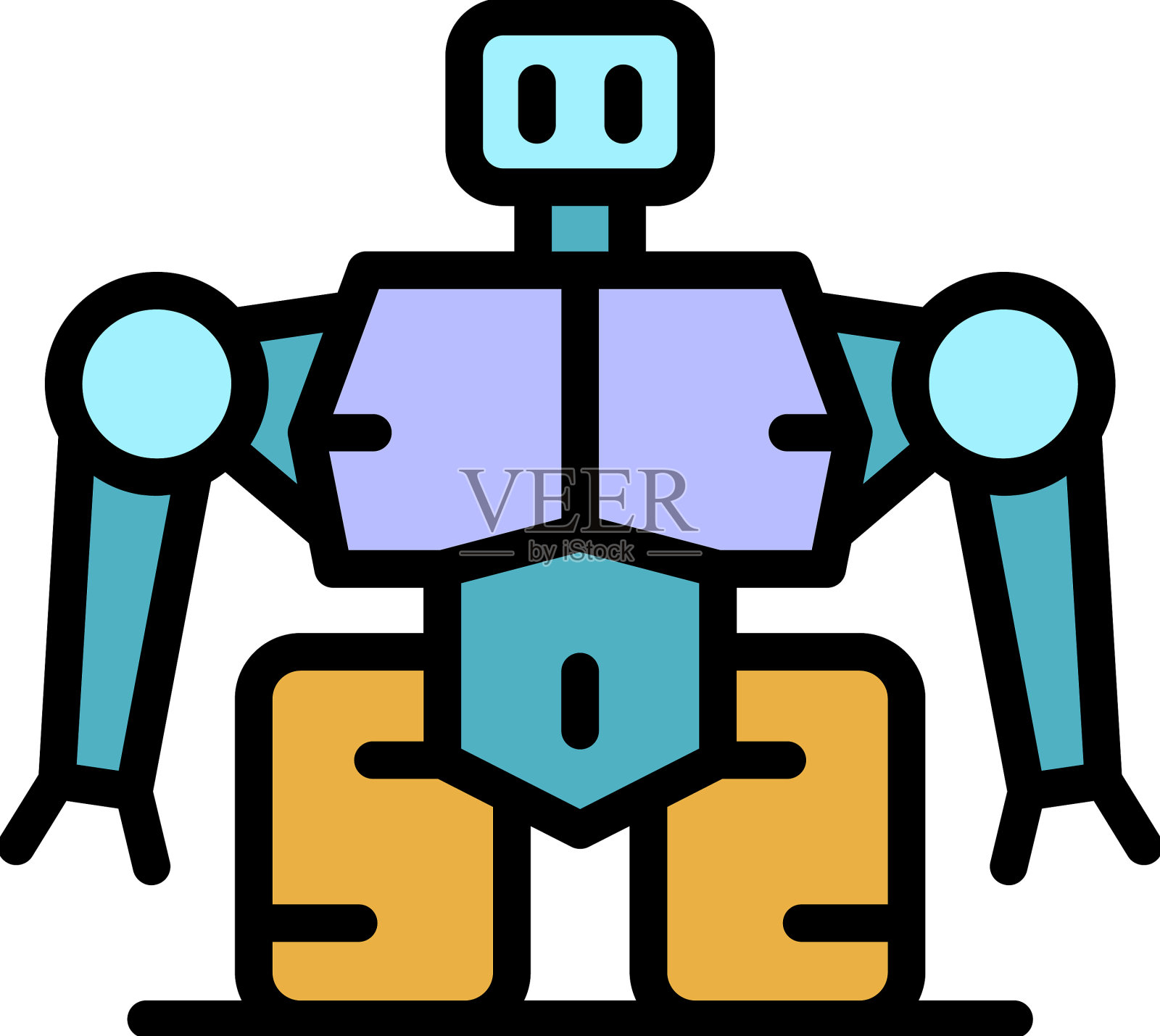 超级机器人图标颜色轮廓插画图片素材