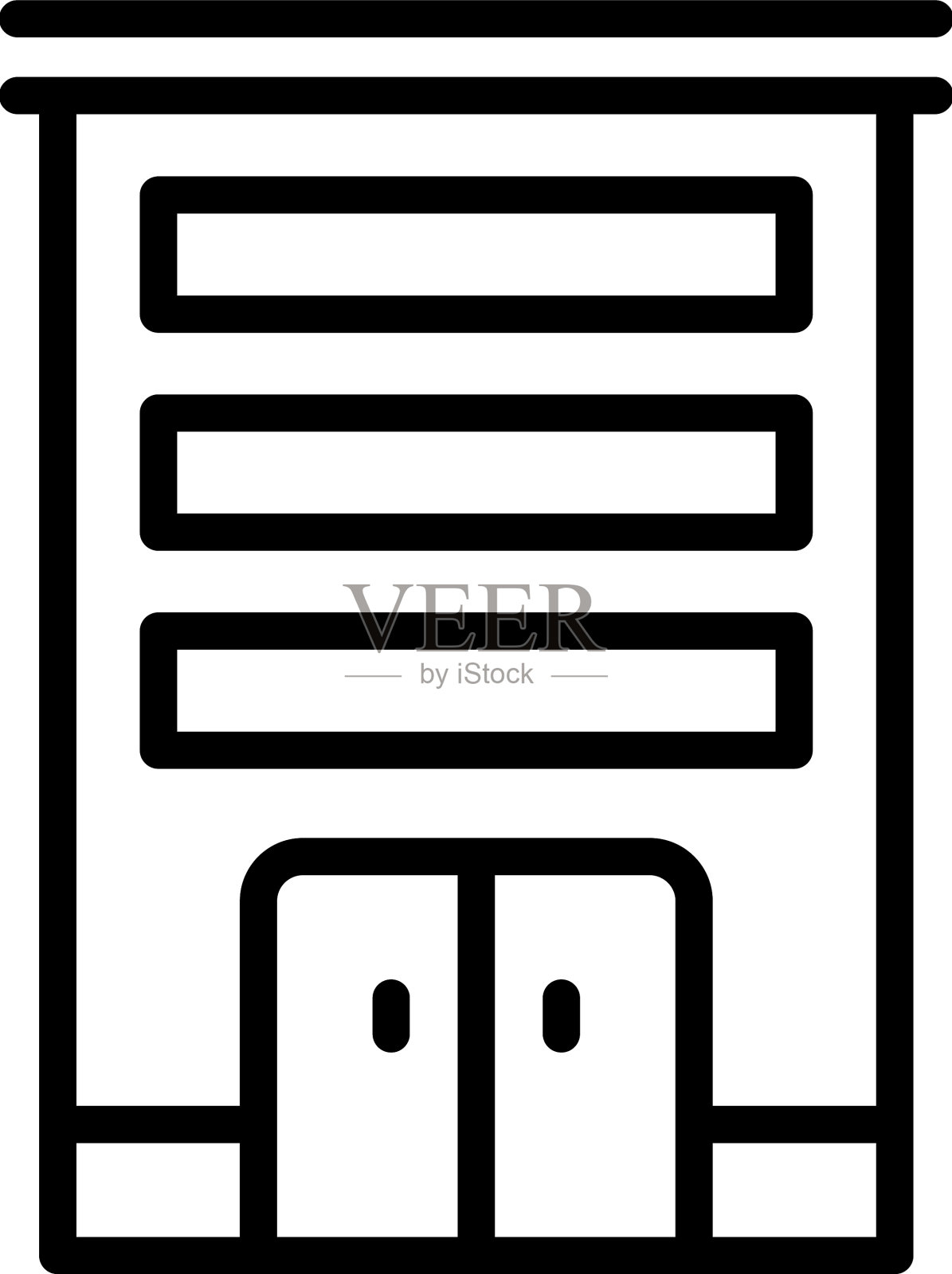 小的多层图标勾勒出城市插画图片素材