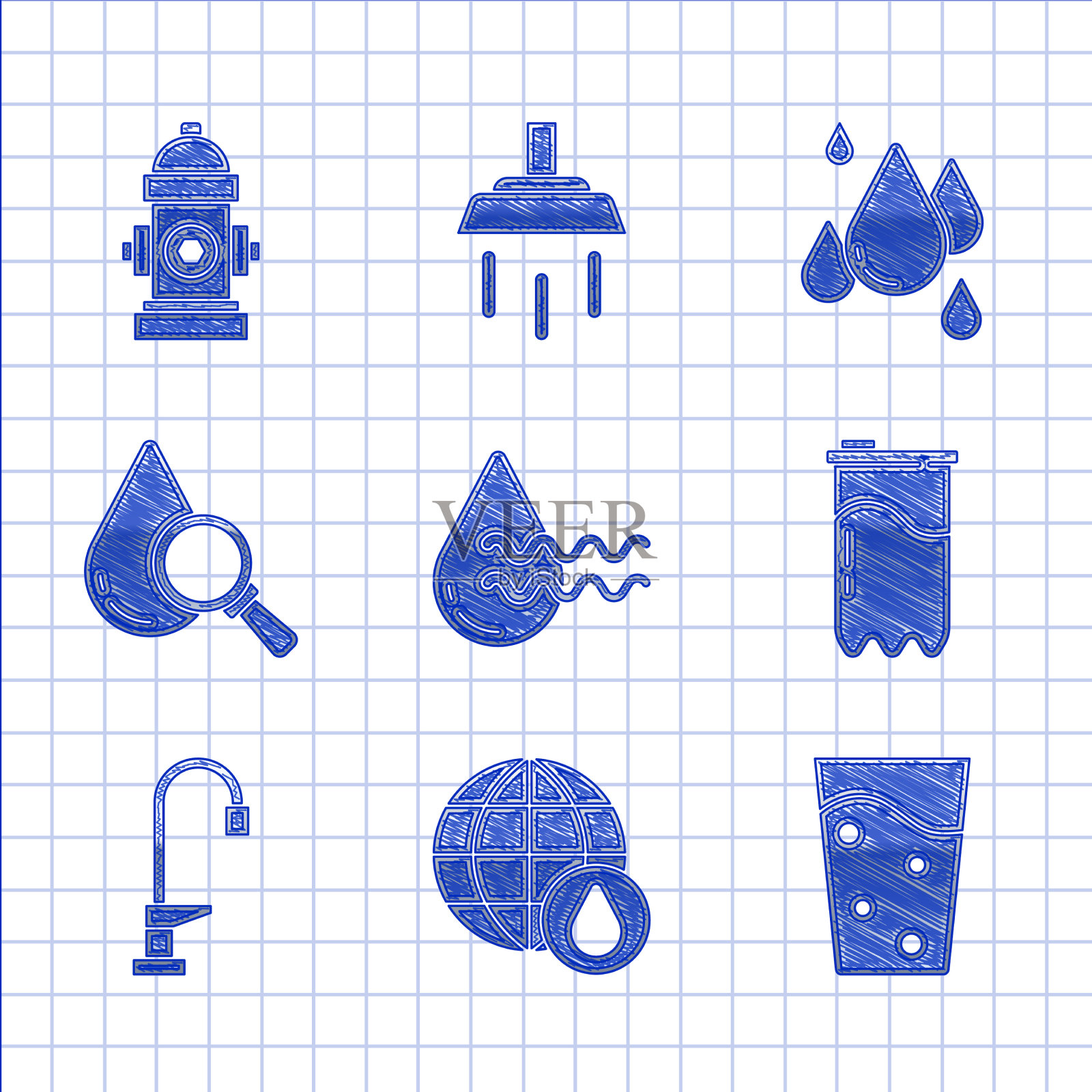 设置在水滴中回收干净的水地球图标素材