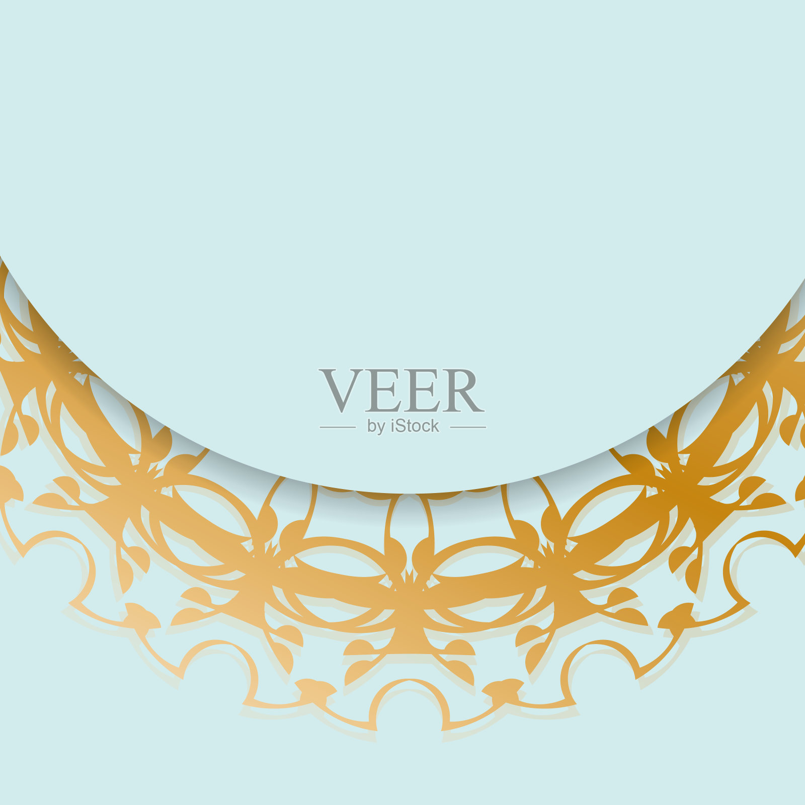 海蓝宝石颜色小册子与复古黄金图案为您的设计。插画图片素材