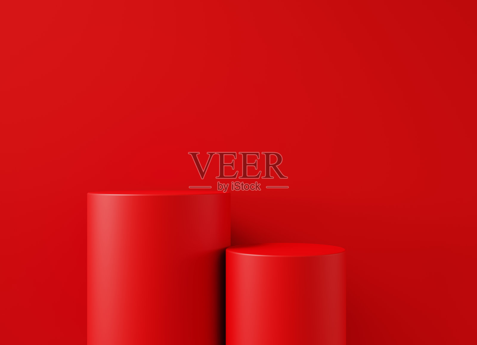 红色背景前的讲台照片摄影图片