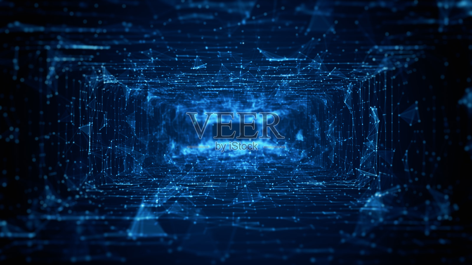 隧道科幻数字空间，数字数据网和区块链连接。数字数据背景概念。三维绘制照片摄影图片