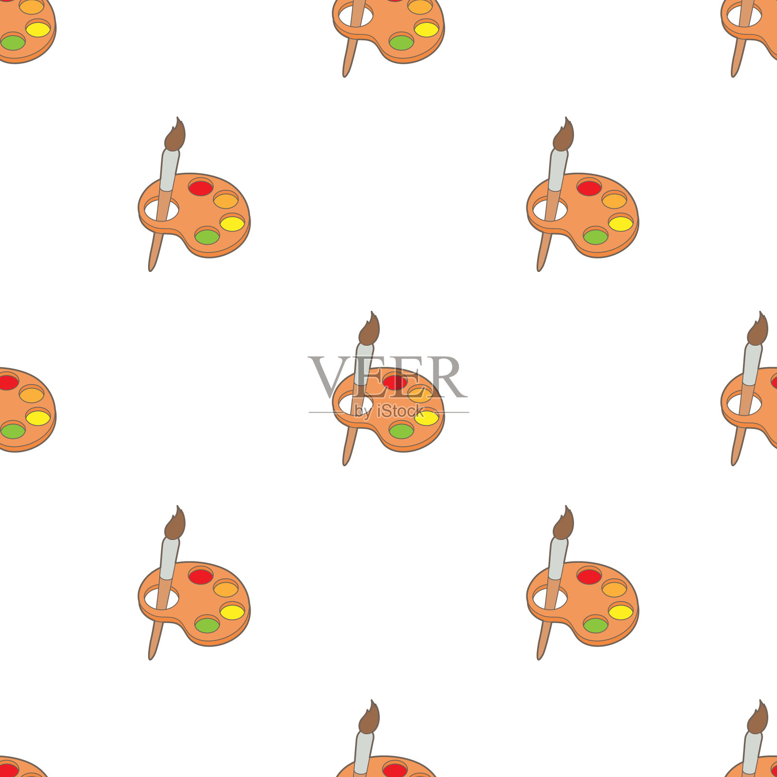 艺术调色板与画笔图案的颜料插画图片素材