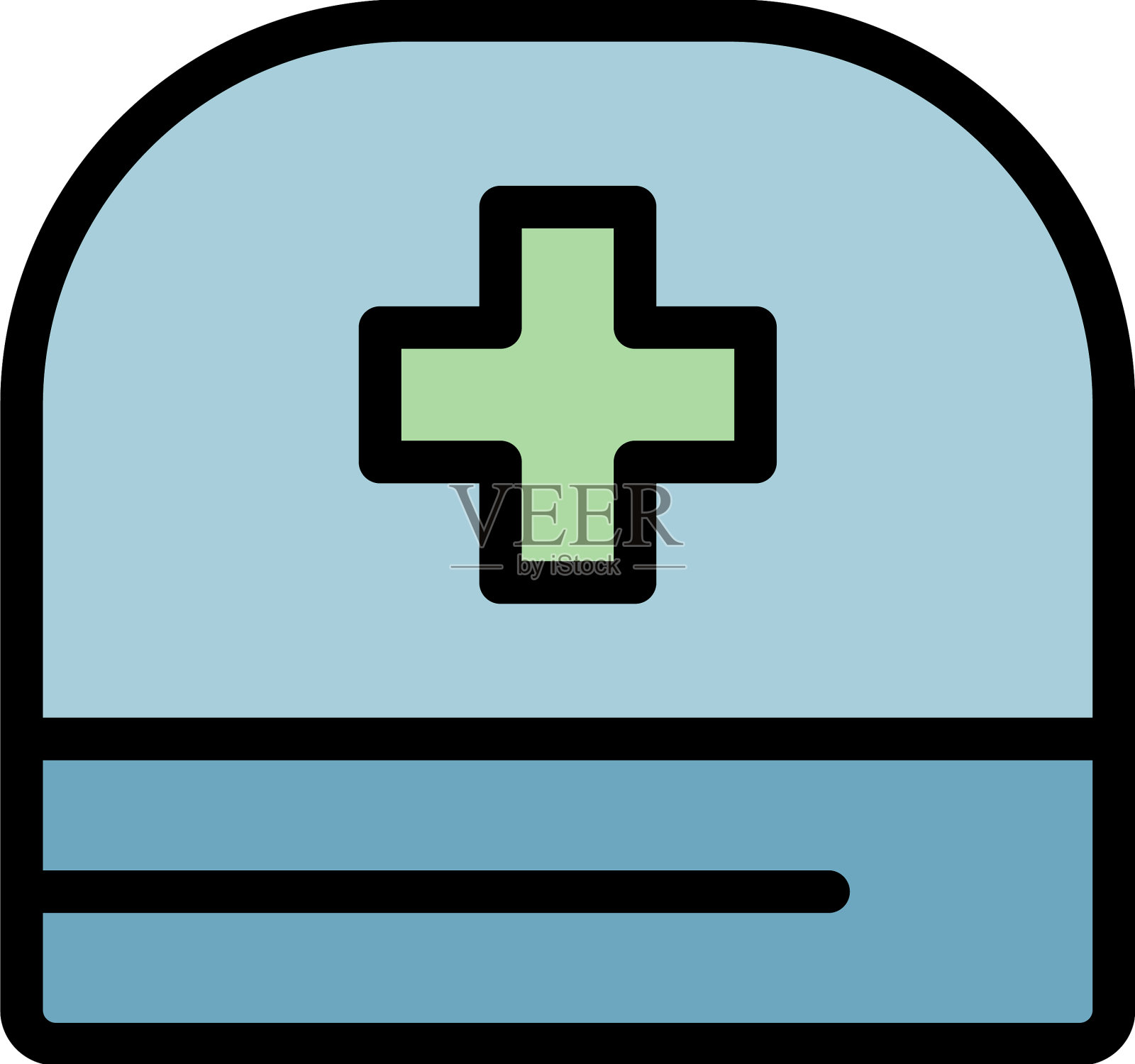 博士十字帽图标颜色轮廓插画图片素材