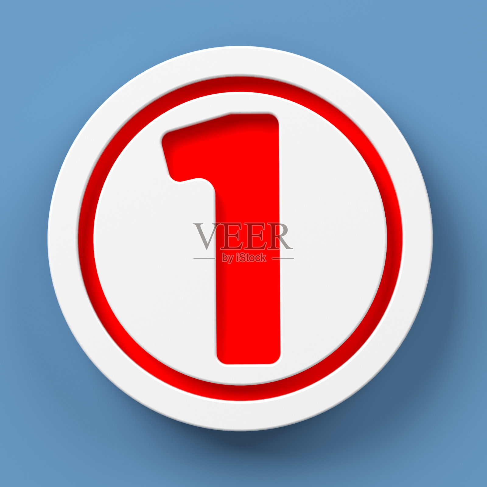 白色圆圈图标和红色一号。图标素材