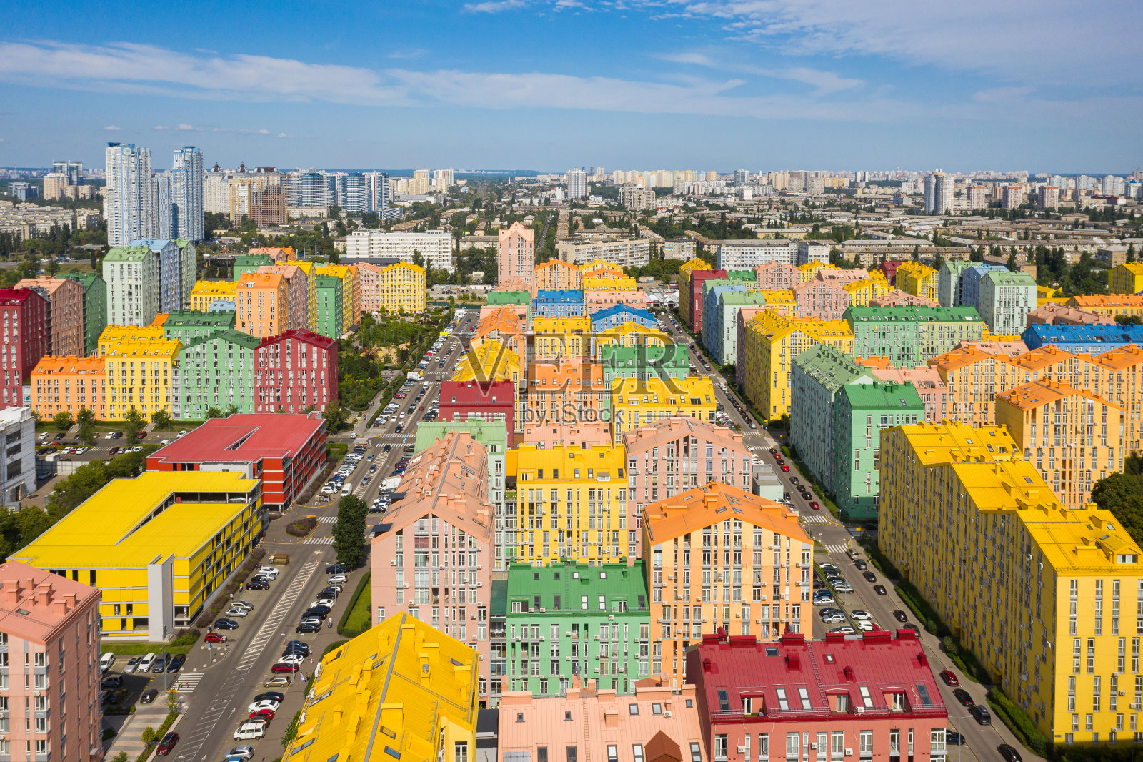 舒适小镇住宅区鸟瞰图照片摄影图片