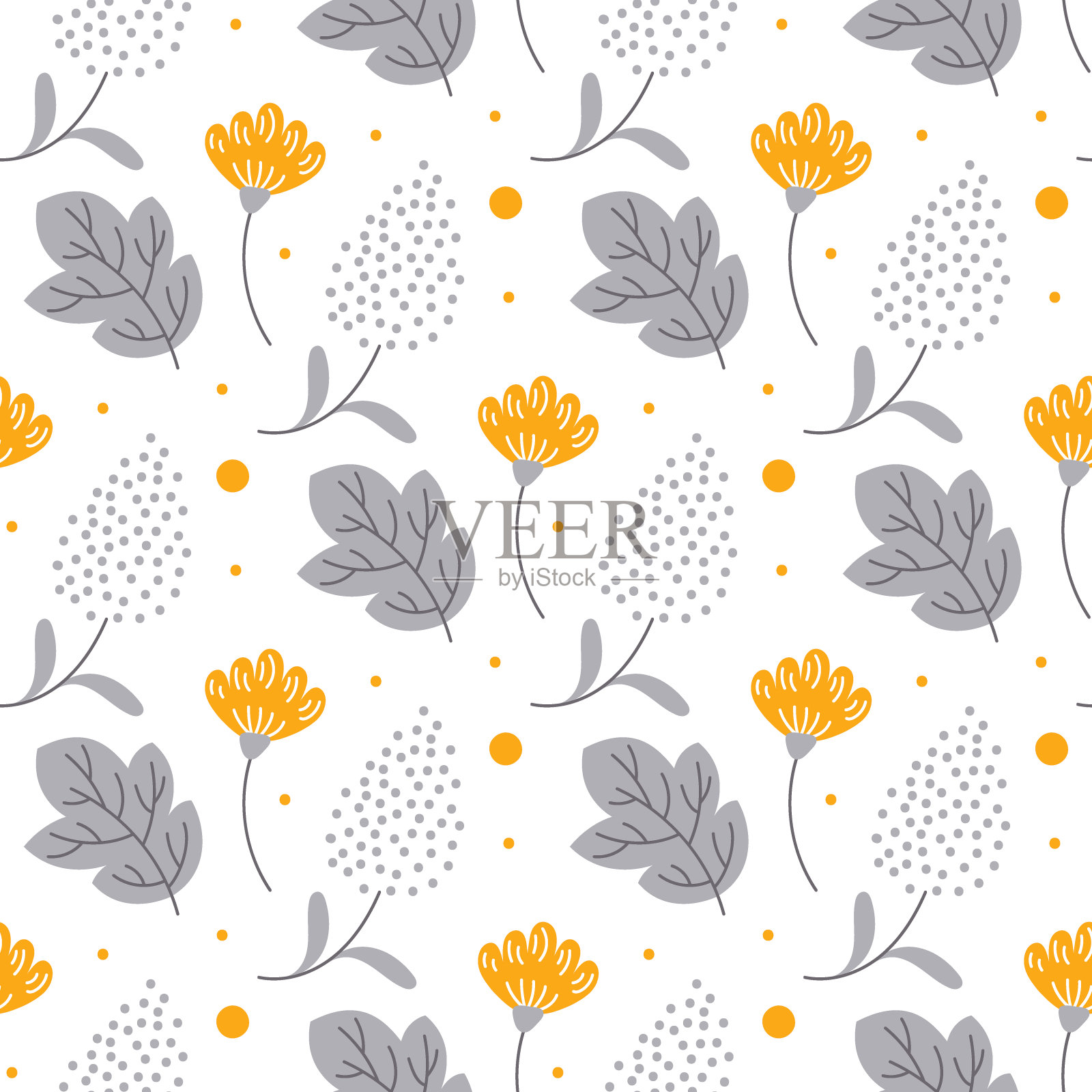 花卉无缝模式。美丽的植物背景。矢量插图。插画图片素材