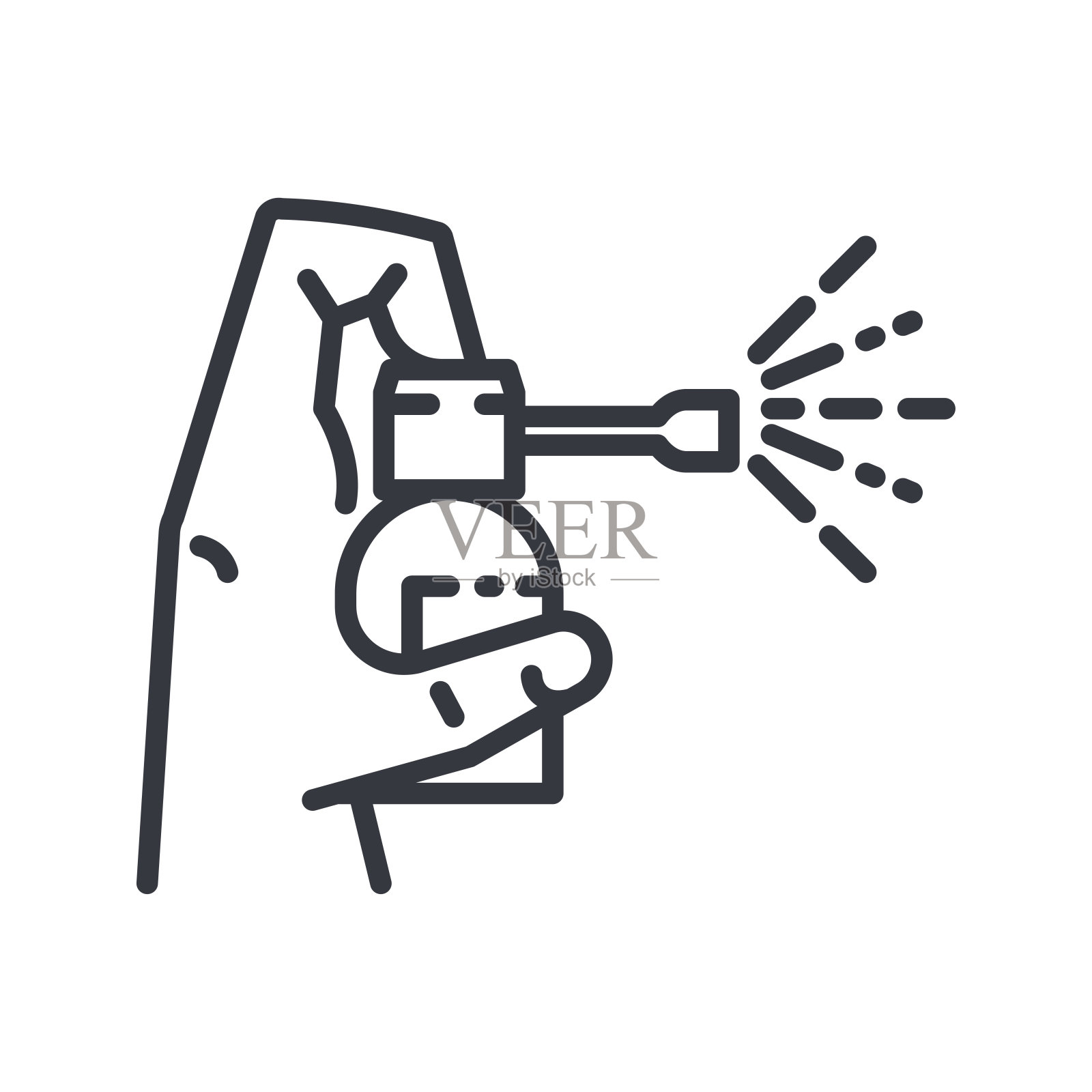 黑色线性喉喷医学图标隔离在透明背景上插画图片素材