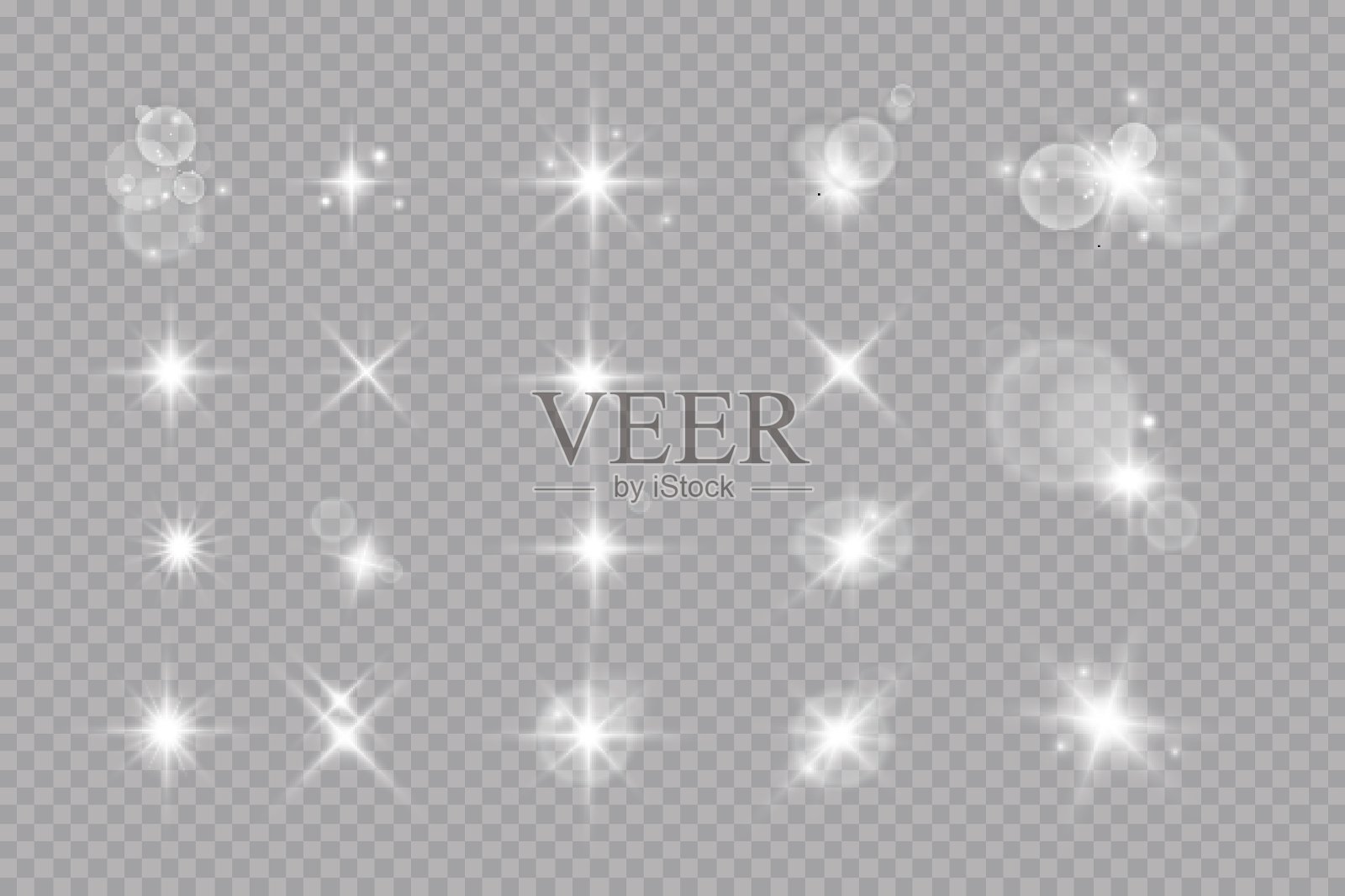 光的效果。明亮的恒星。光在透明的背景上爆炸。明亮的太阳。插画图片素材